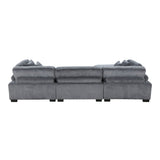 main view of Traverse Gray Corduroy Fabric sectional sofa