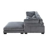 room view of Traverse Gray Corduroy Fabric sectional sofa