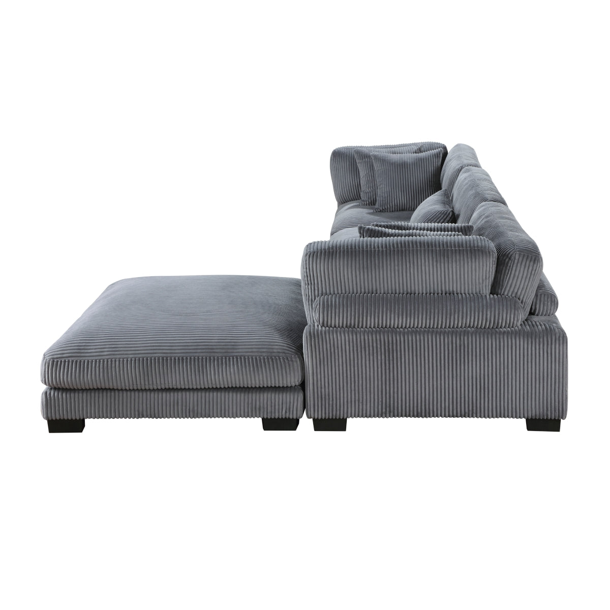 room view of Traverse Gray Corduroy Fabric sectional sofa