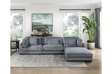 Side view of Traverse Gray Corduroy Fabric Sectional Sofa