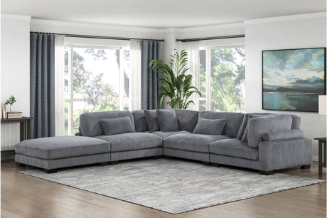Traverse Gray Corduroy Fabric Sectional Sofa main view