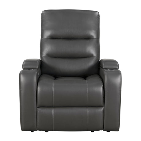 Brockton dark gray power recliner front angle view