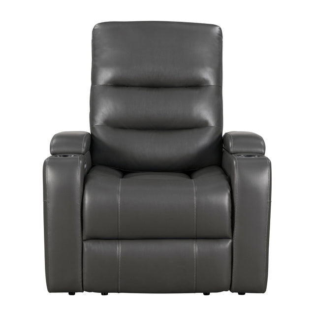 Brockton dark gray power recliner front angle view