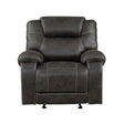 Gainesville Glider Recliner Chair in chocolate microfiber, angled front view