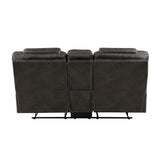 Loveseat center console with cup holders and storage