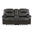 Gainesville chocolate reclining loveseat front angle