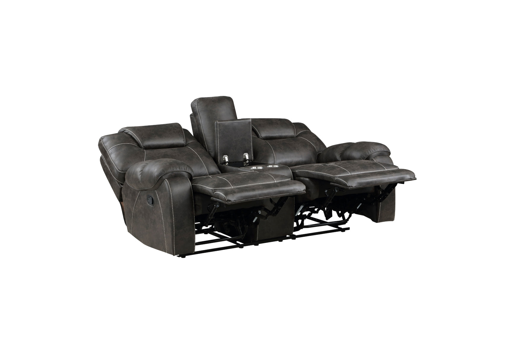 Gainesville Chocolate Reclining Set sofa angled view