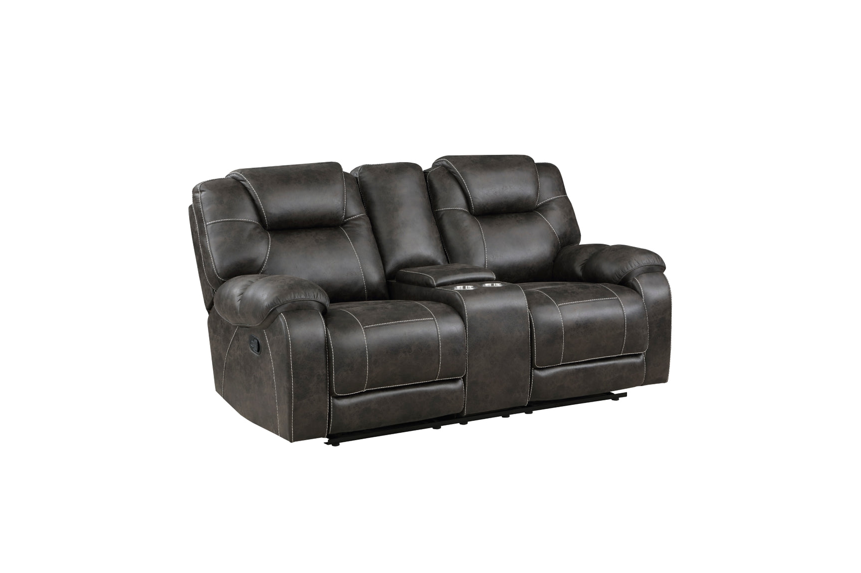 Gainesville Chocolate Reclining Set sofa angled view