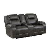 Chocolate microfiber reclining loveseat side view
