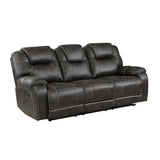 Chocolate microfiber reclining sofa side view
