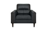 Lewes brown leather sofa close-up of armrest