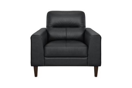 Lewes brown leather sofa close-up of armrest