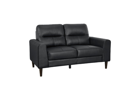 Lewes Brown Leather Living Room Set love seat front angle