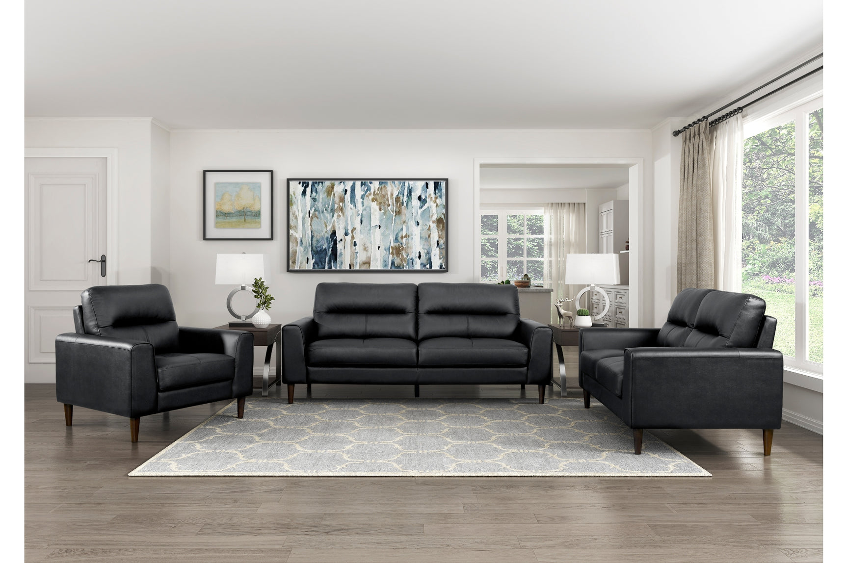 Lewes Brown Leather Living Room Set love seat side view