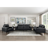 Lewes Brown Leather Sofa angled side view