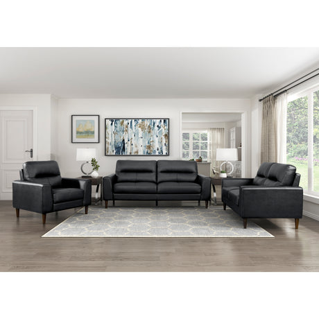 Lewes Brown Leather Sofa angled side view