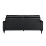 Close-up of Lewes Brown Leather Sofa leather and cushion details