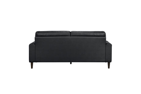 Lewes Brown Leather Living Room Set sofa side angle
