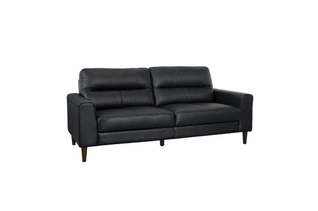 Lewes Brown Leather Living Room Set chair front view