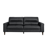 Lewes Brown Leather Sofa front view
