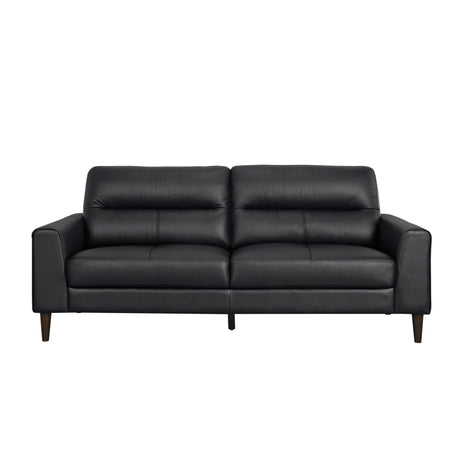 Lewes Brown Leather Sofa front view