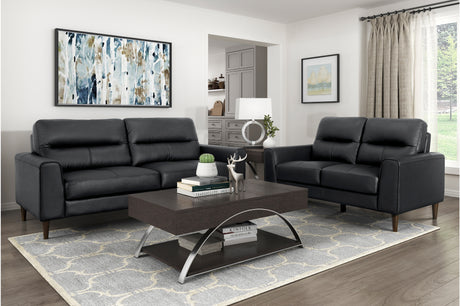Lewes Brown Leather Living Room Set sofa angle view