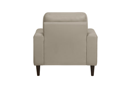 Detail of cushion on Lewes Latte Faux Leather Chair