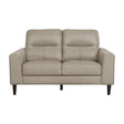 Lewes Latte Leather Loveseat angled front view