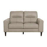 Lewes Latte Leather Loveseat angled front view