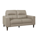 Lewes Loveseat close-up of latte top grain leather seat