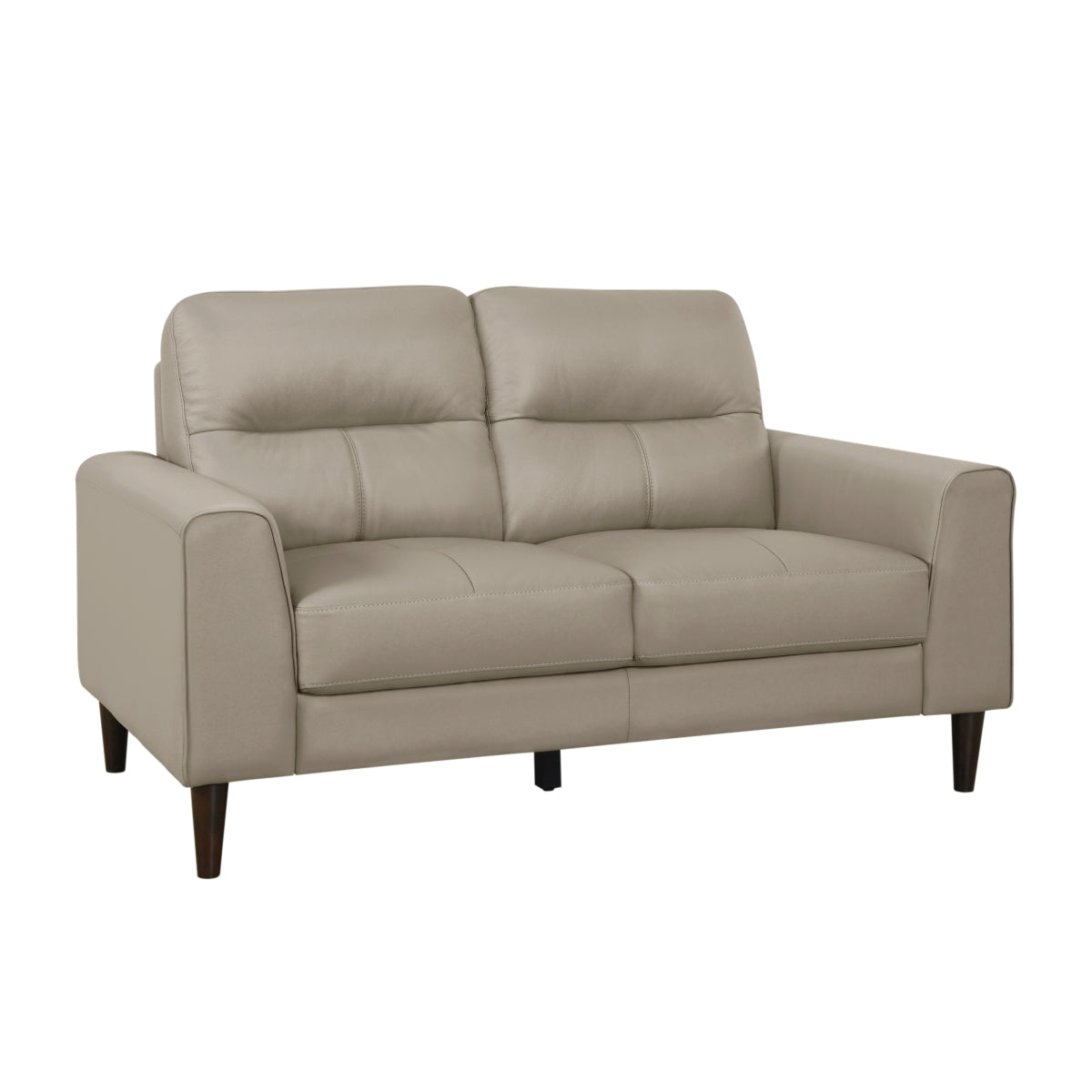 Lewes Loveseat close-up of latte top grain leather seat
