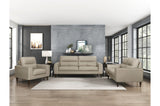 Lewes Latte Faux Leather Living Room Set side view