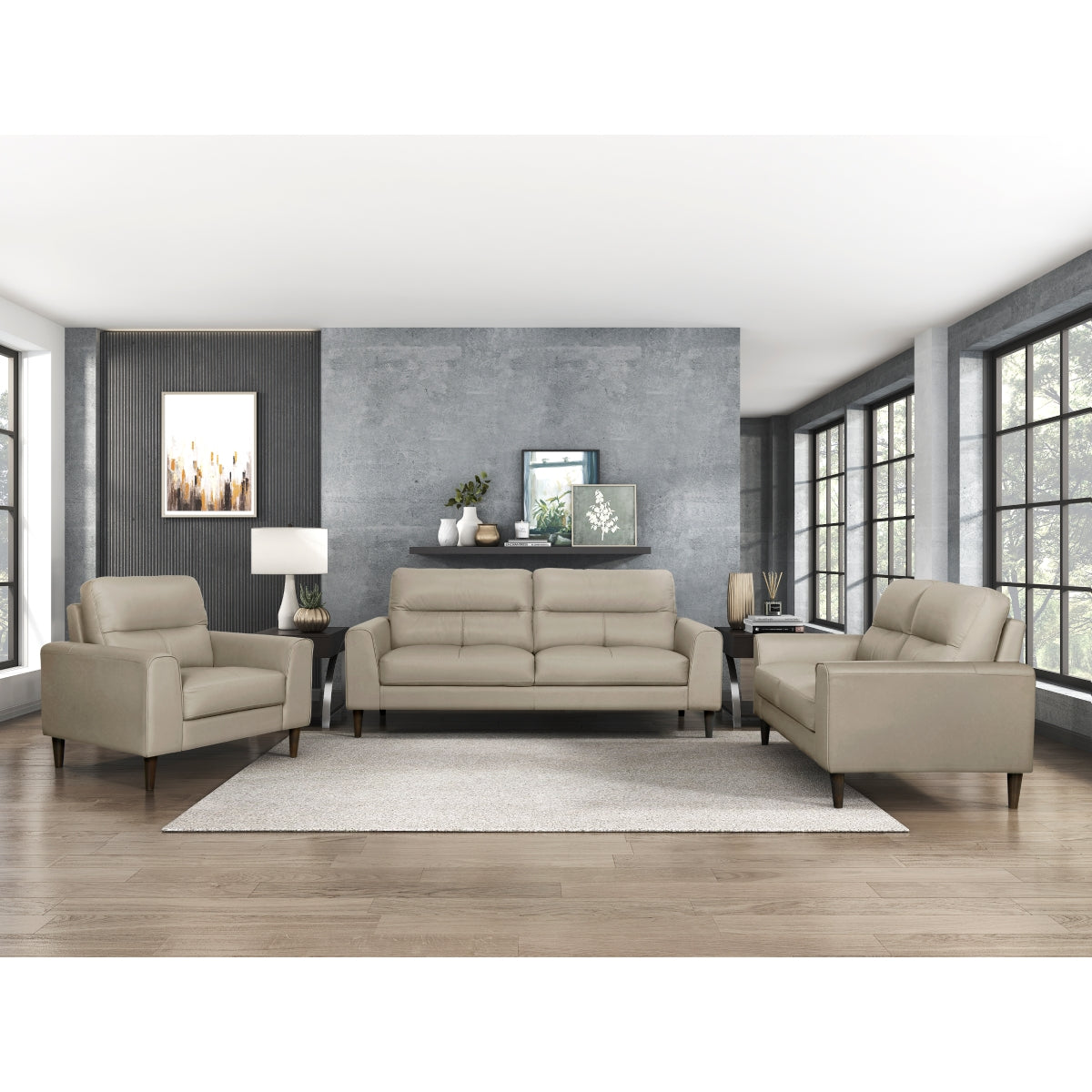 Lewes Latte Leather Loveseat rear view