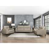 Lewes Latte Leather Sofa side perspective