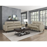 Lewes Latte Leather Sofa angled main view