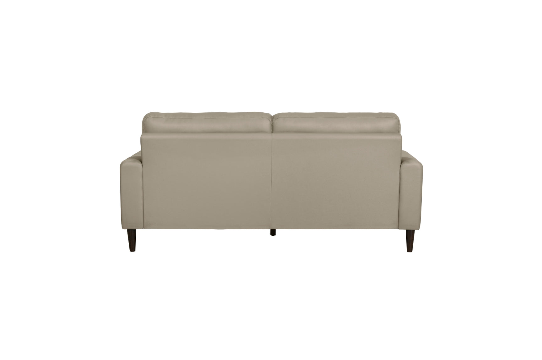 Side profile of Lewes Latte Faux Leather Love Seat