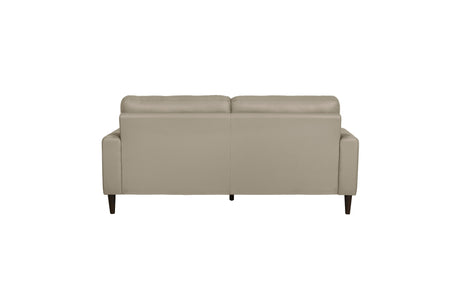 Side profile of Lewes Latte Faux Leather Love Seat