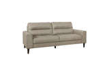 Lewes Latte Faux Leather Sofa angled view