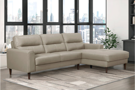 main view of Lewes Latte leather sectional sofa
