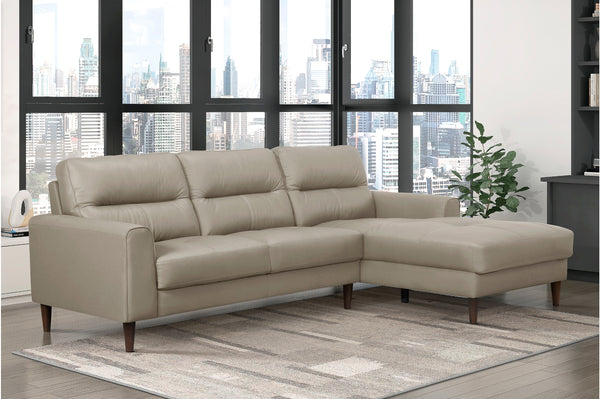 main view of Lewes Latte leather sectional sofa