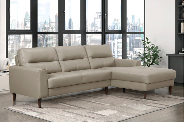 main view of Lewes Latte leather sectional sofa