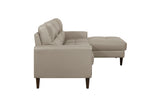 living room with Lewes Latte leather sectional sofa
