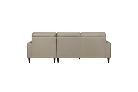 side view highlighting chaise of Lewes Latte sectional