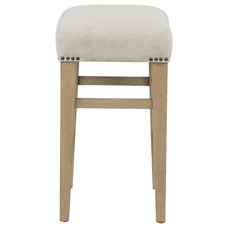Naser Beige Upholstered Counter Stool Light Oak Set of 2 — product image 4