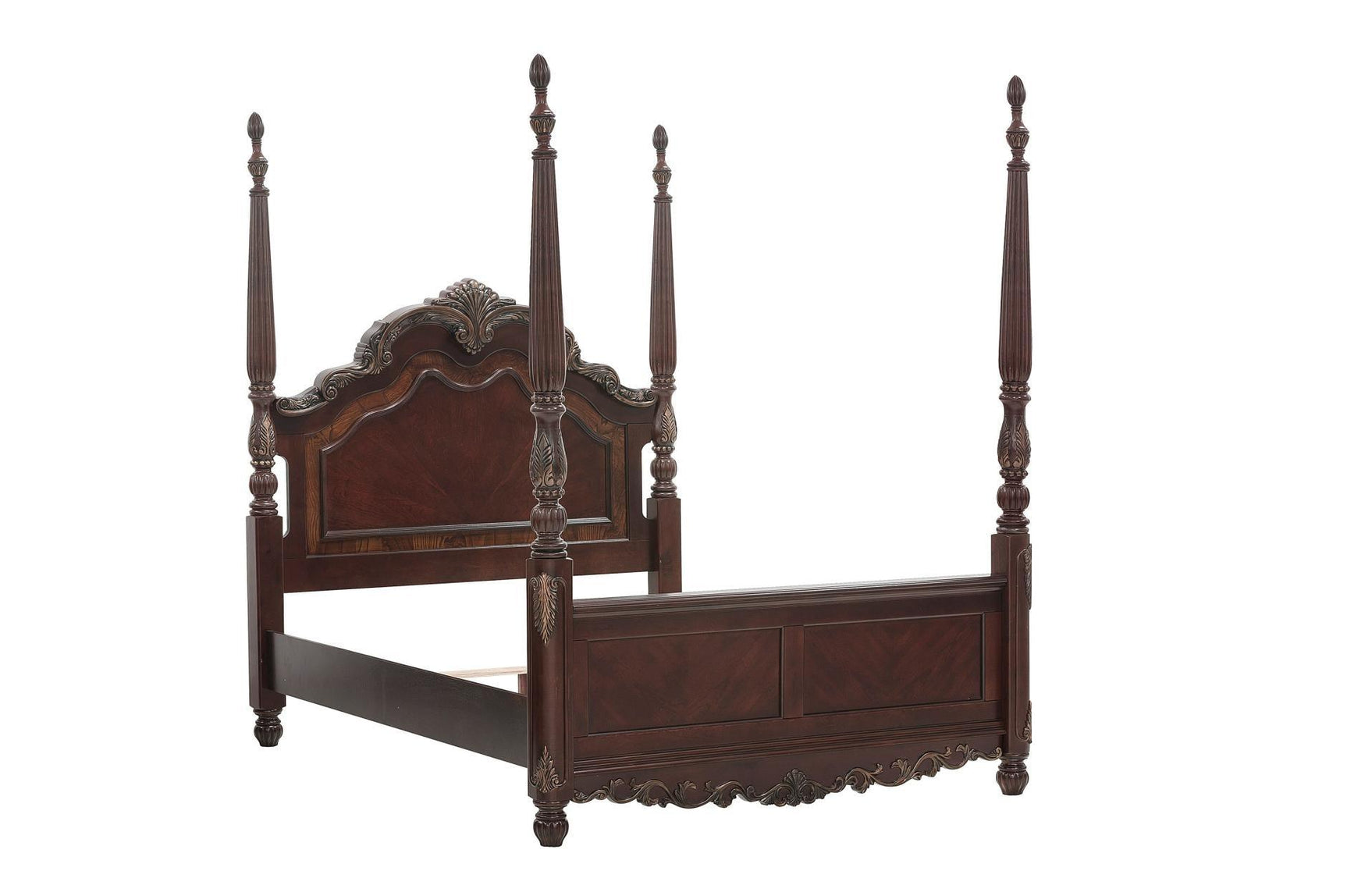 Deryn Park Cherry Modern Traditional Solid Wood Poster Bedroom Set - Ella Furniture