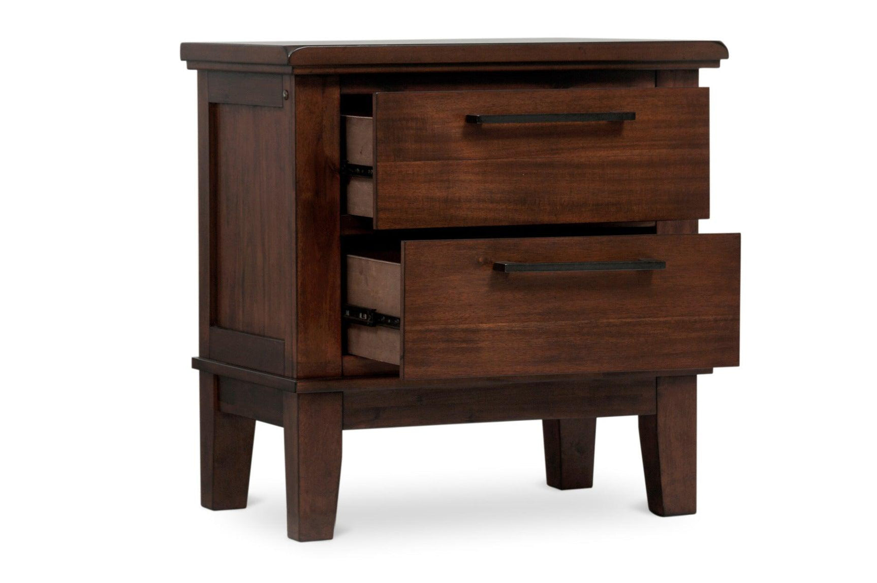 Brown Modern Traditional Solid Wood Veneers Fabric Upholstered Tufted Shelves Bedroom Set - Ella Furniture