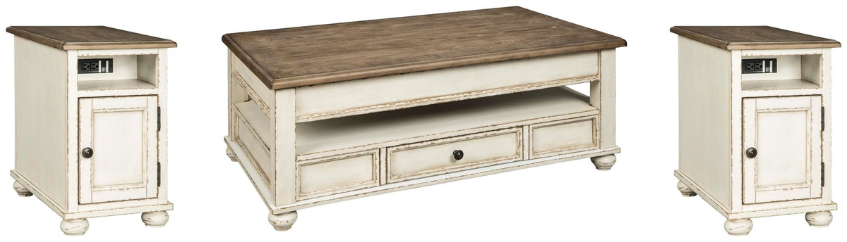 Realyn White/Brown Coffee Table with 2 End Tables — product image 2