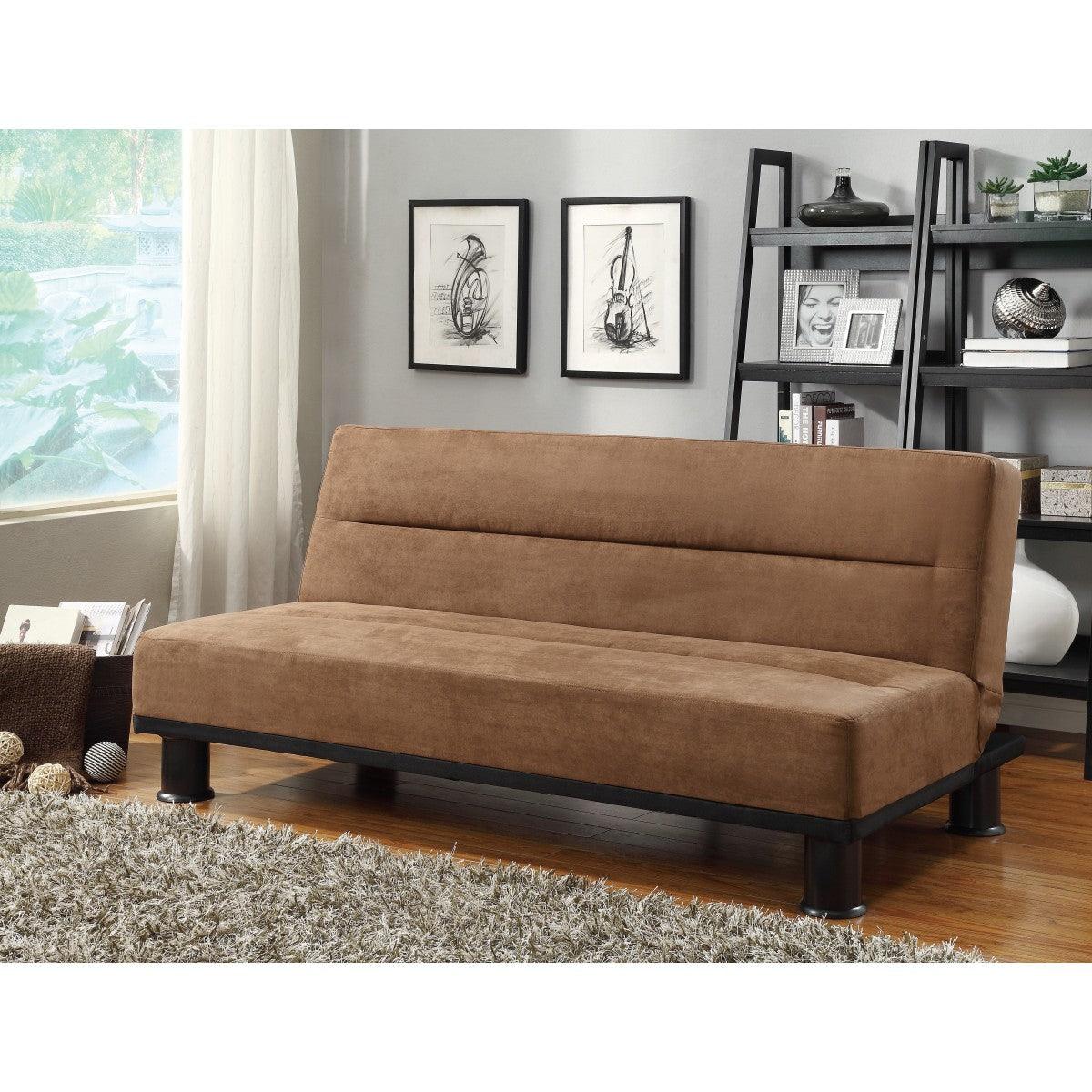 Callie Brown brown microfiber fabric elegant lounger sofa bed front view