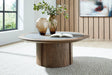 Warm Brown Coffee Table with Faux Cement Inset — product view