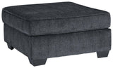 Altari Slate Chenille Oversized Accent Ottoman head-on view highlighting plush cushions